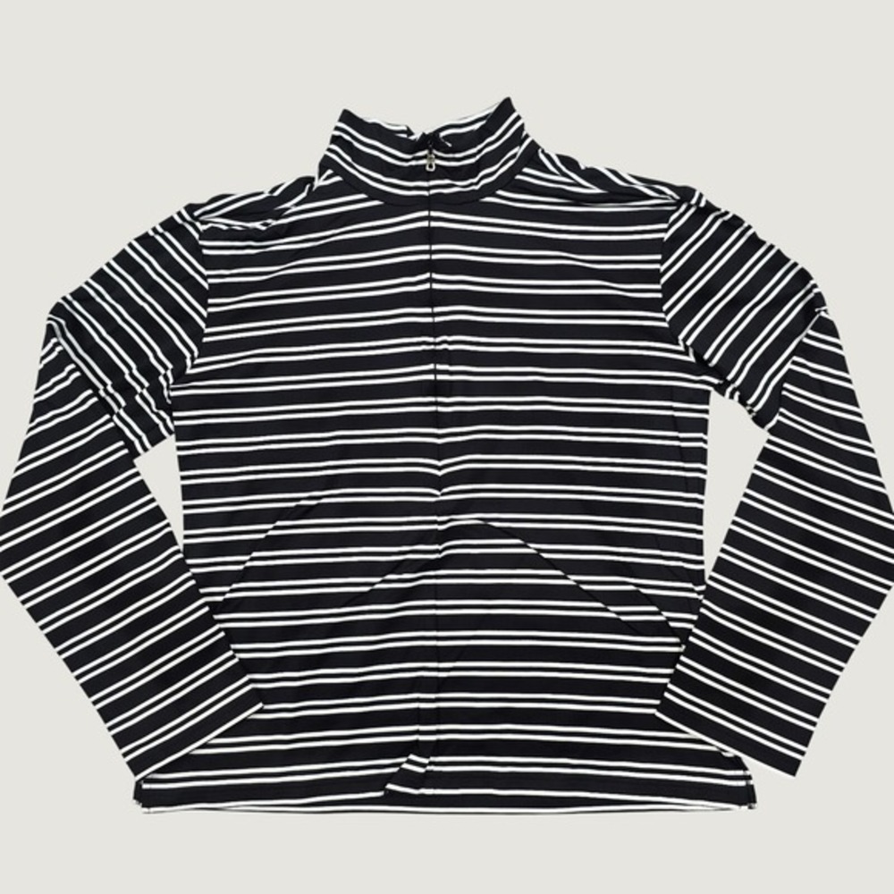 Bogner‎ Striped 1/4 Zip Base Layer Top Womens Medium Black White Sporty Outdoors